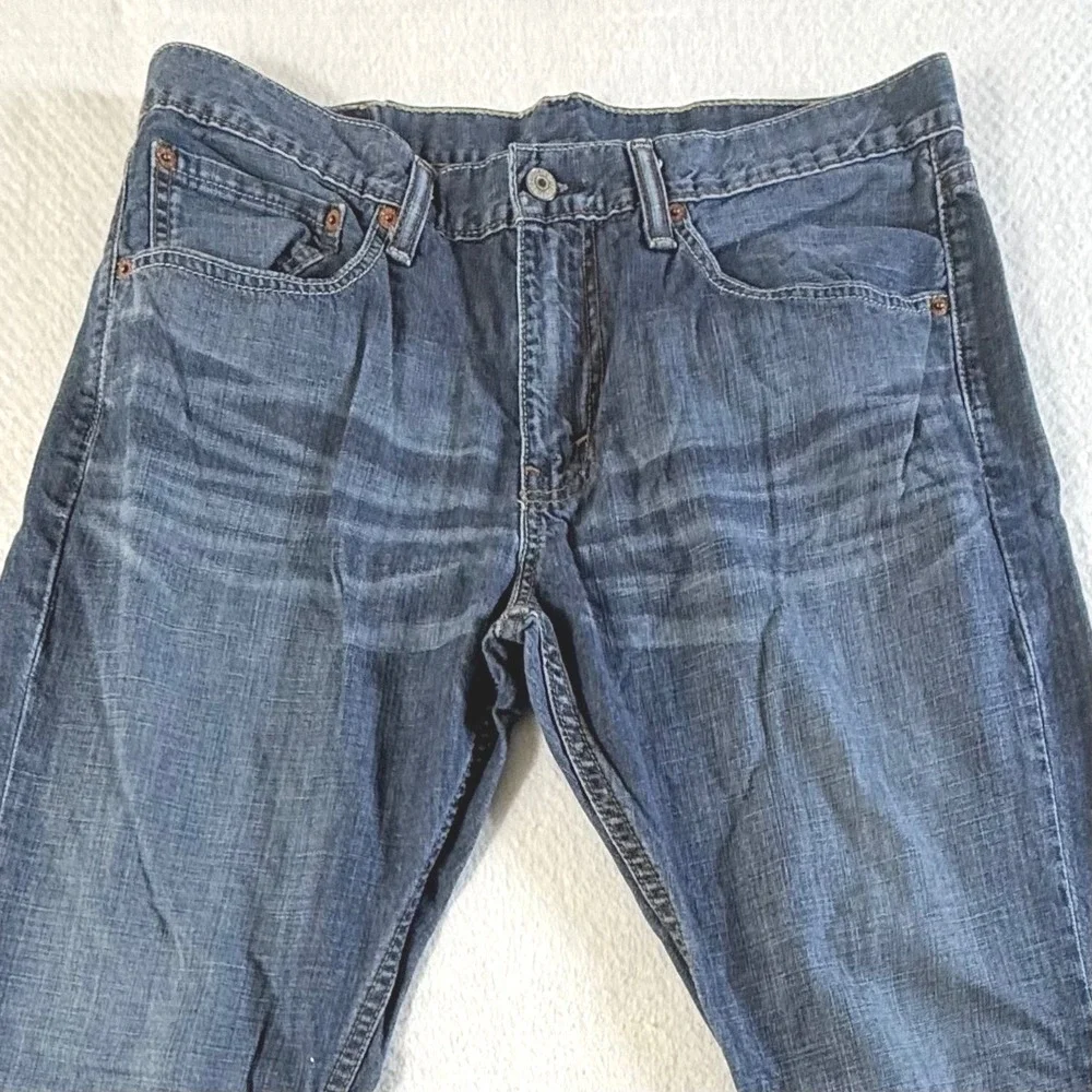 Levi's 527 Slim Bootcut Mens 34x32 Whiskered Medium Wash Blue Jeans